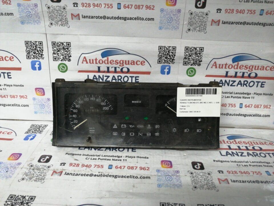 CUADRO INSTRUMENTOS RENAULT R 5 (BC40) GTL (BC 402 C 407)